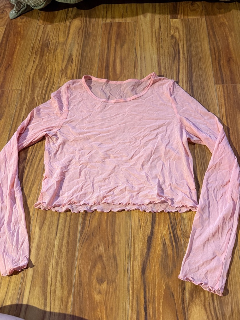 Light Pink Long Sleeve Cropped Women's Top